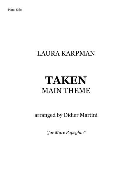 Taken Main Title Sheet Music