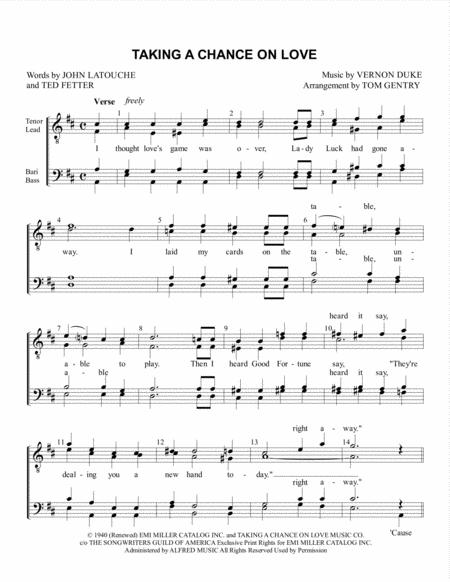 Free Sheet Music Taking A Chance On Love Ttbb