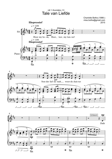 Free Sheet Music Tale Van Liefde