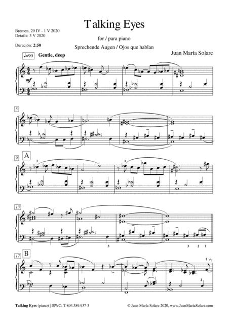 Talking Eyes Piano Solo Sheet Music