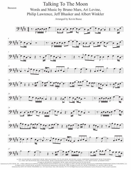 Talking To The Moon Bassoon Original Key Sheet Music