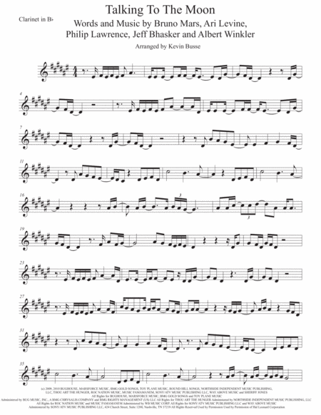 Free Sheet Music Talking To The Moon Clarinet Original Key