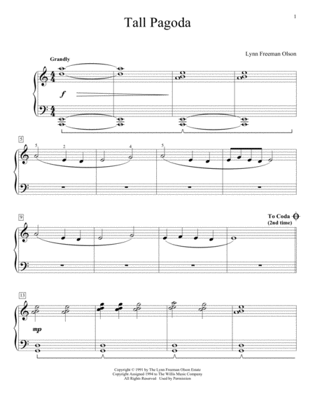 Free Sheet Music Tall Pagoda