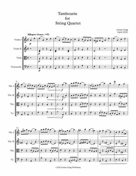 Free Sheet Music Tambourin For String Quartet