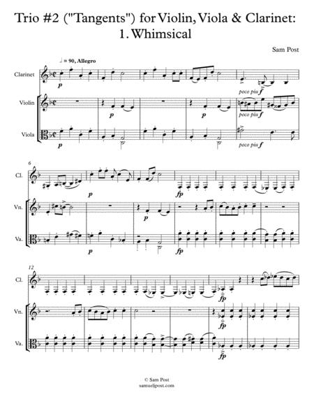 Tangents Trio 2 For Violin Viola Clarinet Op 55 Sheet Music