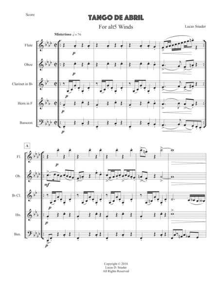 Free Sheet Music Tango De Abril