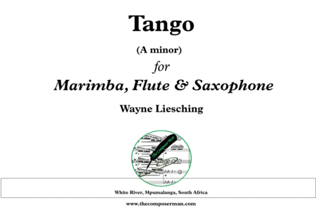Free Sheet Music Tango For Marimba Flute Alto Saxophone