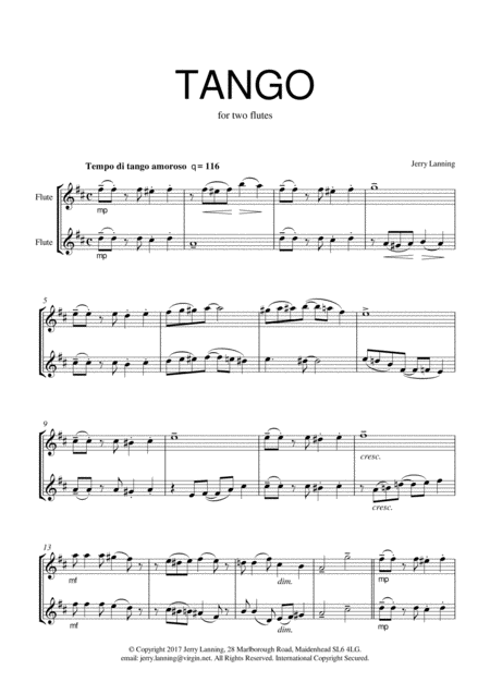 Tango For Two Flutes Sheet Music