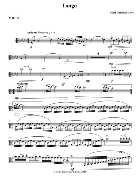 Tango For Viola And Piano Sheet Music