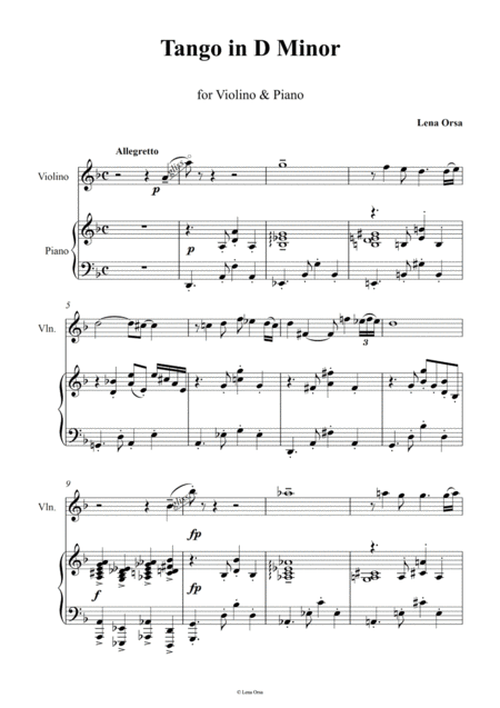 Tango In D Minor For Violino Piano Sheet Music