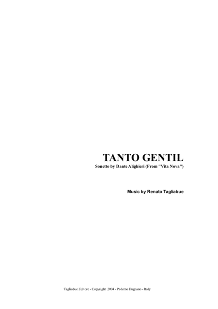 Free Sheet Music Tanto Gentil Sonetto By Dante Alighieri From Vita Nova For Satb Choir