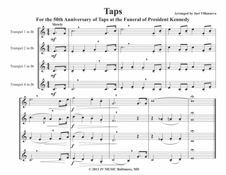 Free Sheet Music Taps Harmonized For Trumpet Quartet Or Ensemble