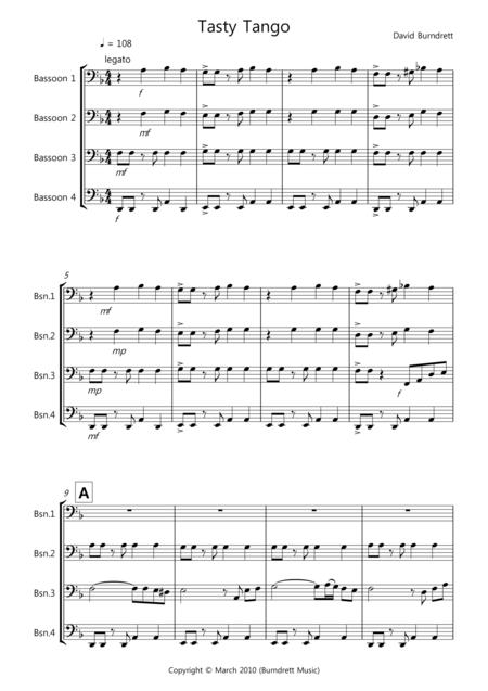 Tasty Tango For Bassoon Quartet Sheet Music