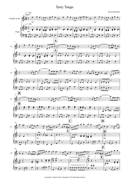 Free Sheet Music Tasty Tango For Clarinet And Piano