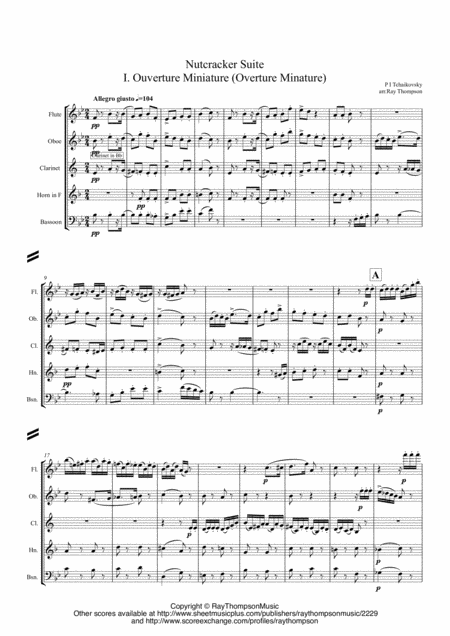 Free Sheet Music Tchaikovsky Casse Noisette Nutcracker Suite Complete Score And Parts Wind Quintet