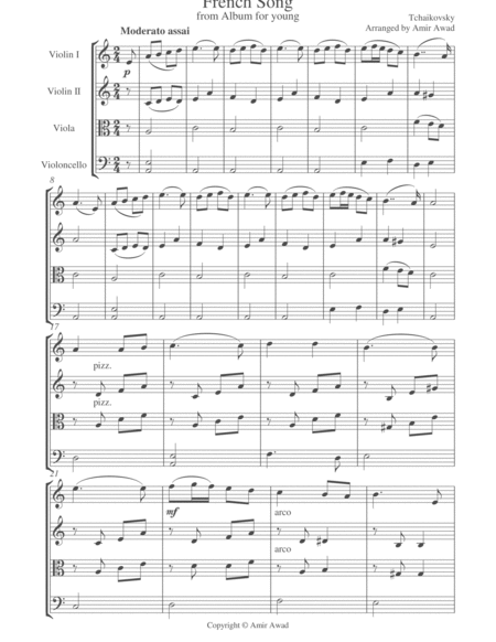 Tchaikovsky Little French Song Sheet Music