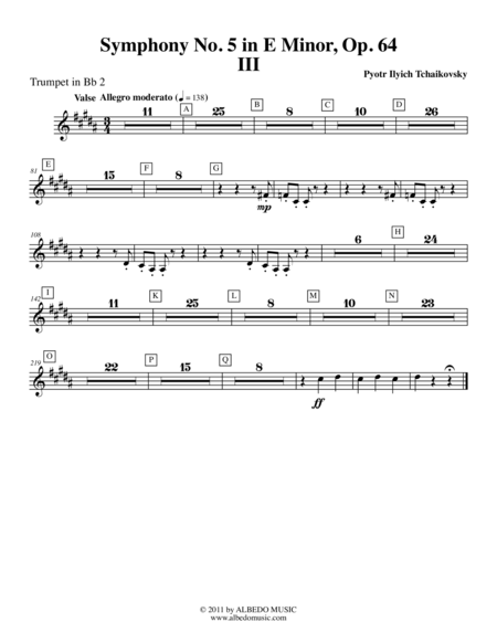 Free Sheet Music Tchaikovsky Symphony No 5 Movement Iii Trumpet In Bb 2 Transposed Part Op 64