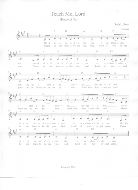 Free Sheet Music Teach Me Lord Hodieini Na