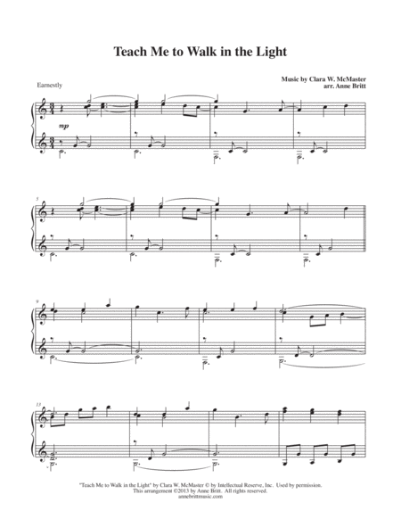 Free Sheet Music Teach Me To Walk In The Light