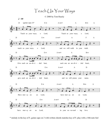 Free Sheet Music Teach Us Your Ways