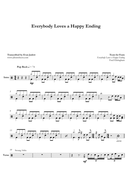 Tears For Fears Everybody Loves A Happy Ending Sheet Music