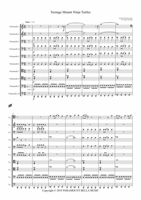 Teenage Mutant Ninja Turtles For Cello Ensemble Sheet Music