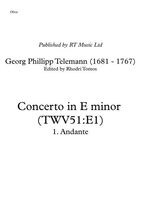 Telemann Concerto In E Minor Twv51 E1 Sheet Music