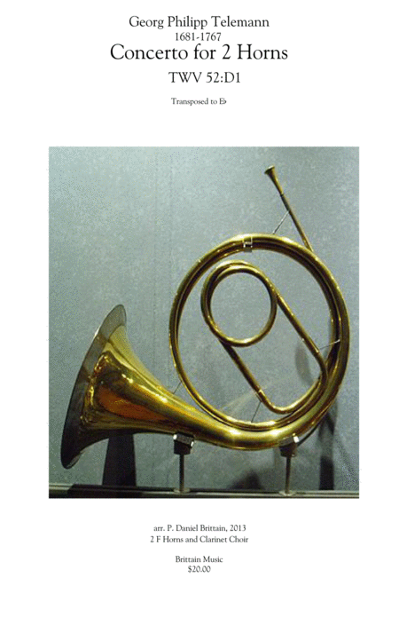 Free Sheet Music Telemann Double Horn Concerto Twv 52 D1