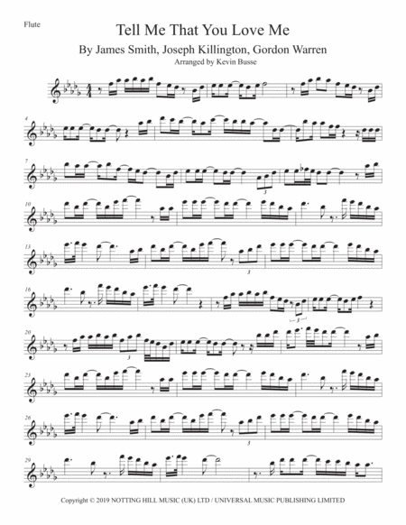 Tell Me That You Love Me Flute Original Key Sheet Music