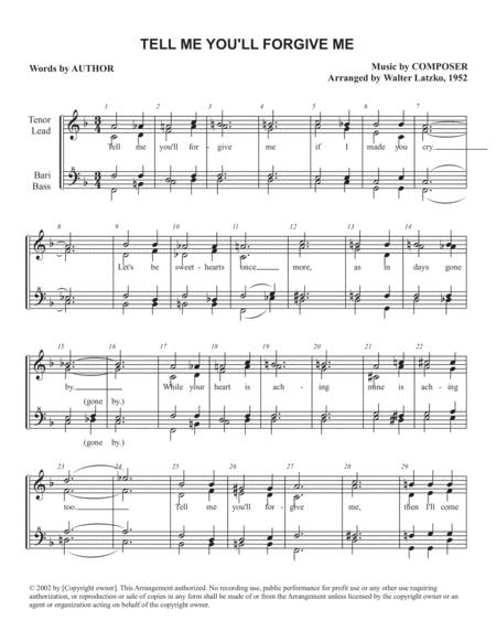 Free Sheet Music Tell Me You Will Forgive Me