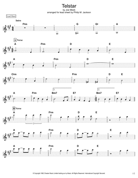 Free Sheet Music Telstar