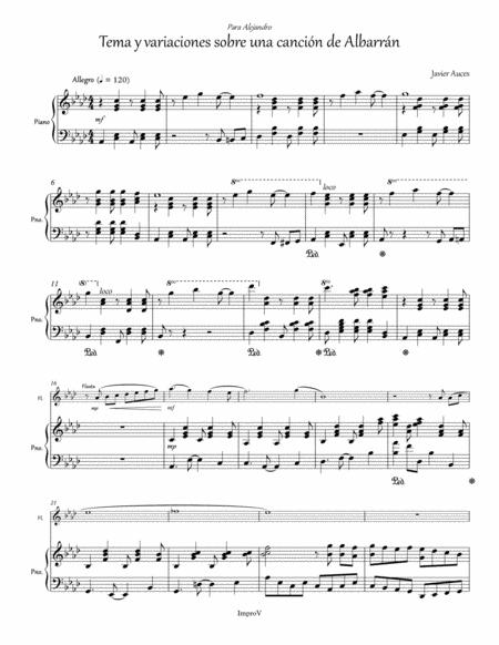 Tema Y Variaciones Sobre Una Cancin De Albarrn Sheet Music