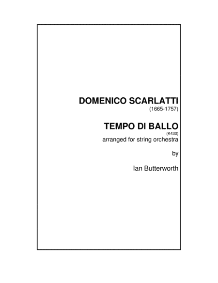 Tempo Di Ballo Sonata K430 For String Orchestra Sheet Music