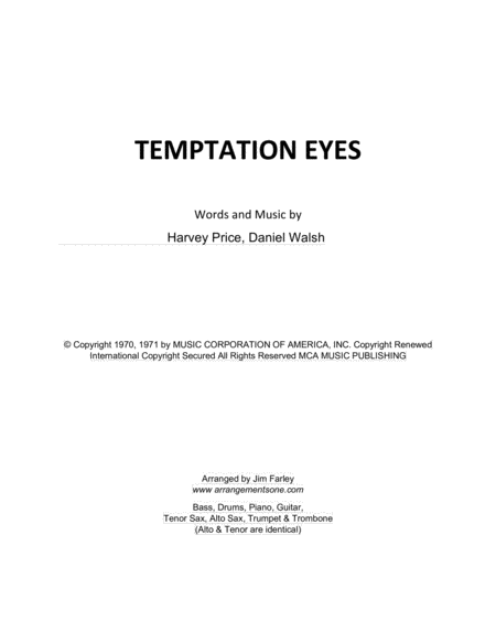 Free Sheet Music Temptation Eyes