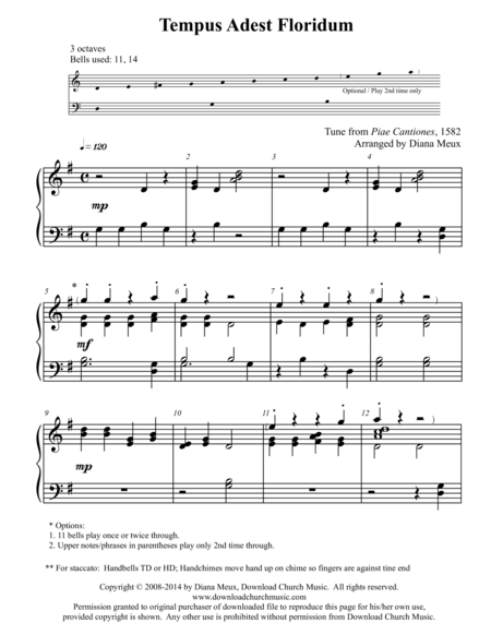 Free Sheet Music Tempus Adest Floridum Handbells Or Handchimes 3 Octaves