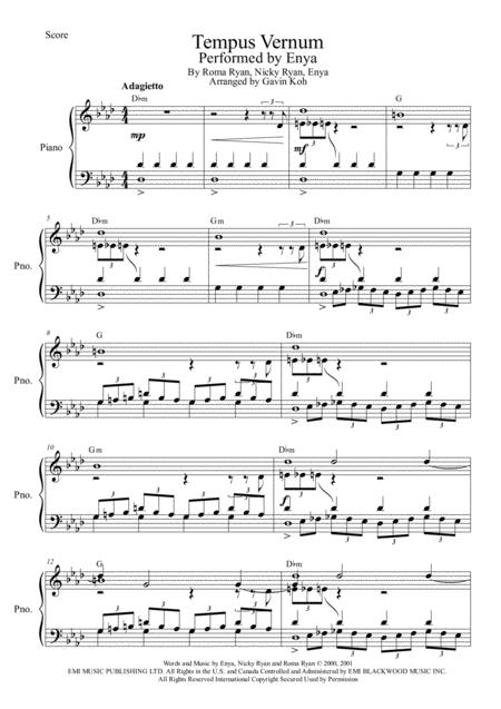 Free Sheet Music Tempus Vernum