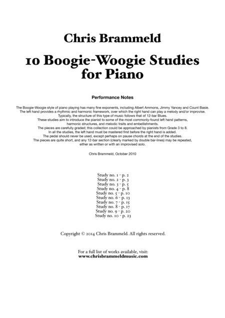 Ten Boogie Woogie Studies For Piano Sheet Music