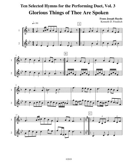 Free Sheet Music Ten Selected Hymns For The Performing Duet Vol 3 Trumpet Clarinet And Horn