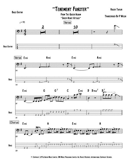 Tenement Funster Bass Guitar Tab Sheet Music