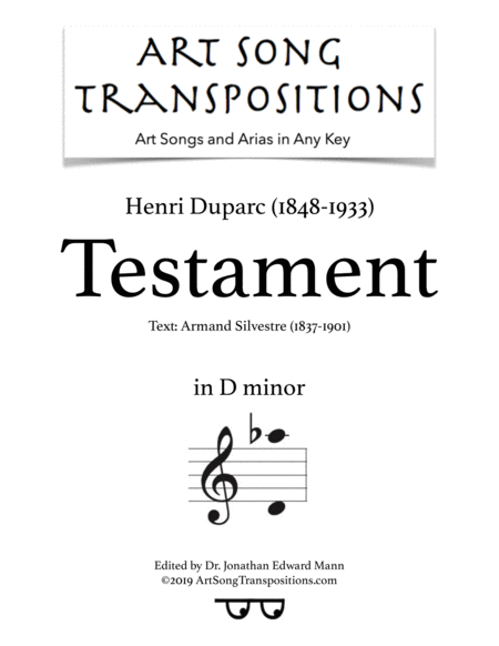 Testament D Minor Sheet Music