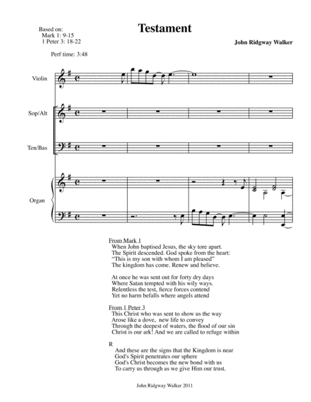 Free Sheet Music Testament From Lenten Cantata These Are The Signs