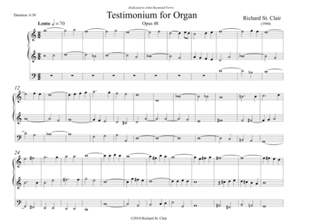 Free Sheet Music Testimonium For Organ