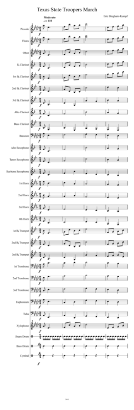 Free Sheet Music Texas State Troopers March