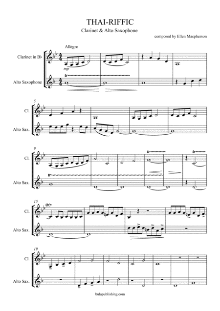 Thai Riffic For Clarinet And Alto Saxophone Duet Sheet Music