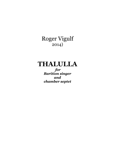 Free Sheet Music Thalulla For Baryton And Ensemble