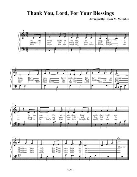 Thank You Lord For Your Blessings Level 2 Sheet Music