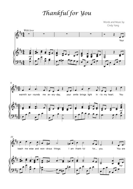 Free Sheet Music Thankful For You