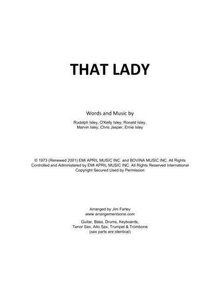 That Lady Sheet Music