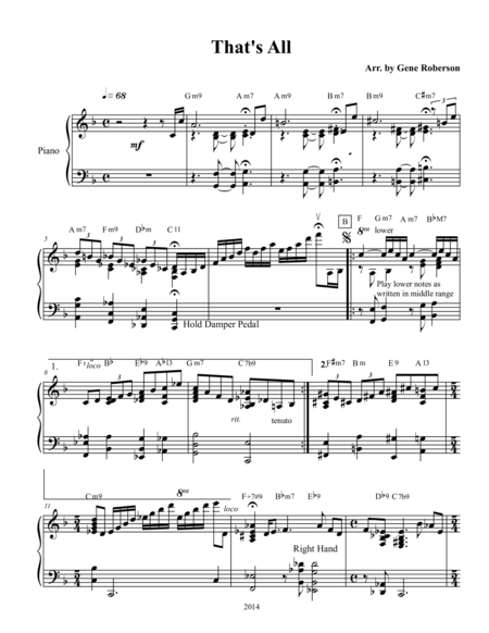 Thats All Jazz Piano Etude Sheet Music