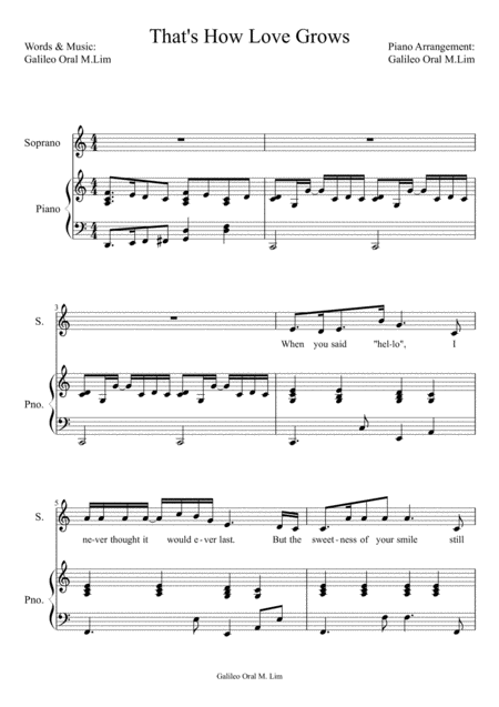 Thats How Love Grows This Is A Love Song Which Is My Original Composition Sheet Music